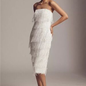 BHLDN Strapless Fringe Arabella Midi Dress